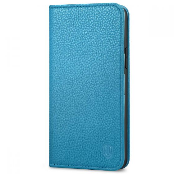 SHIELDON iPhone 13 Pro Max Wallet Case, iPhone 13 Pro Max Genuine Leather  Cover - Royal Blue