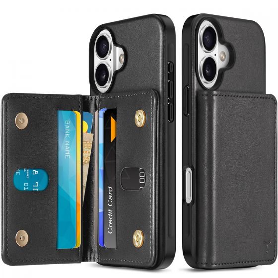 TUCCH iPhone 16 PU Leather Case with Undetachable Wallet, iPhone 16 Phone Case with Card Holder, Raised Edge RFID Blocking Anti-Slip Shockproof Protective for the Regular iPhone 16 2024