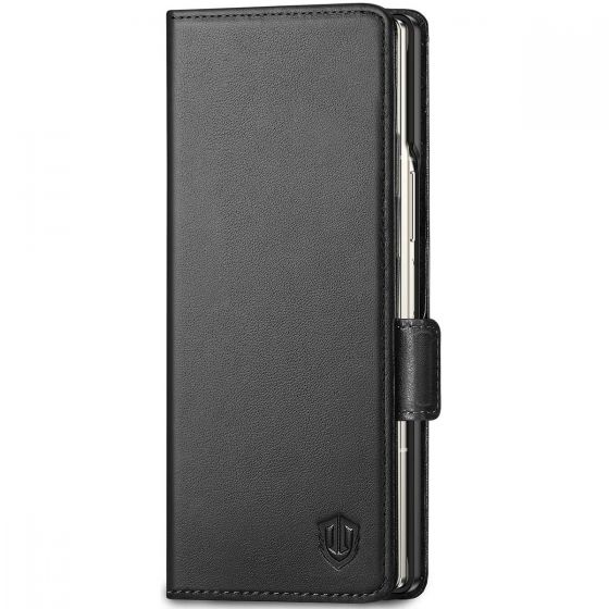 SHIELDON SAMSUNG Galaxy Z Fold6 Folio Case, SAMSUNG Z Fold 6 Genuine Leather Folio Cover - Black