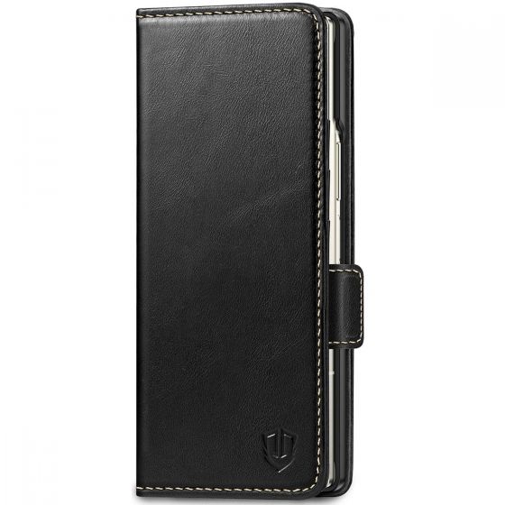 SHIELDON SAMSUNG Galaxy Z Fold6 Flip Case, SAMSUNG Z Fold 6 Genuine Leather Flip Cover - Retro Black