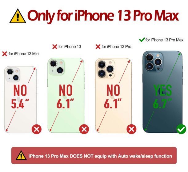 TUCCH iPhone 13 Pro Max Leather Case, iPhone 13 Pro Max PU Leather ...