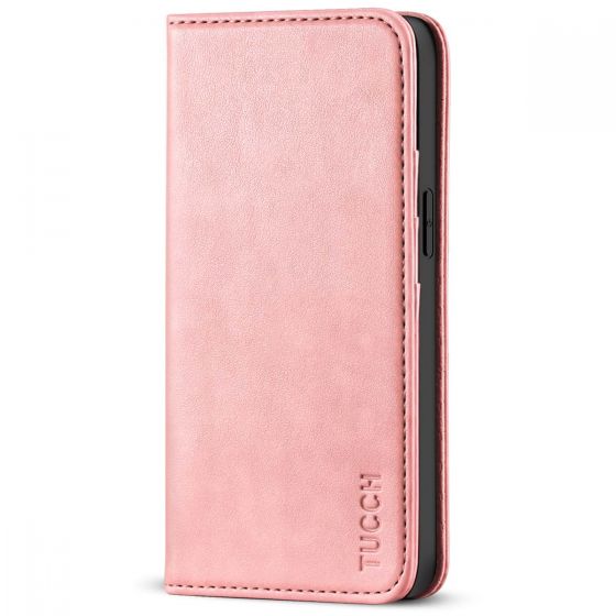  MEFON Genuine Leather Folio Wallet Case for iPhone 13 Mini 5G,  Wireless Charging Compatible, RFID Card Protection, Magnetic Detachable,  Luxury Flip Phone Cases Cover, Tempered Glass Included (Pink) : Cell Phones