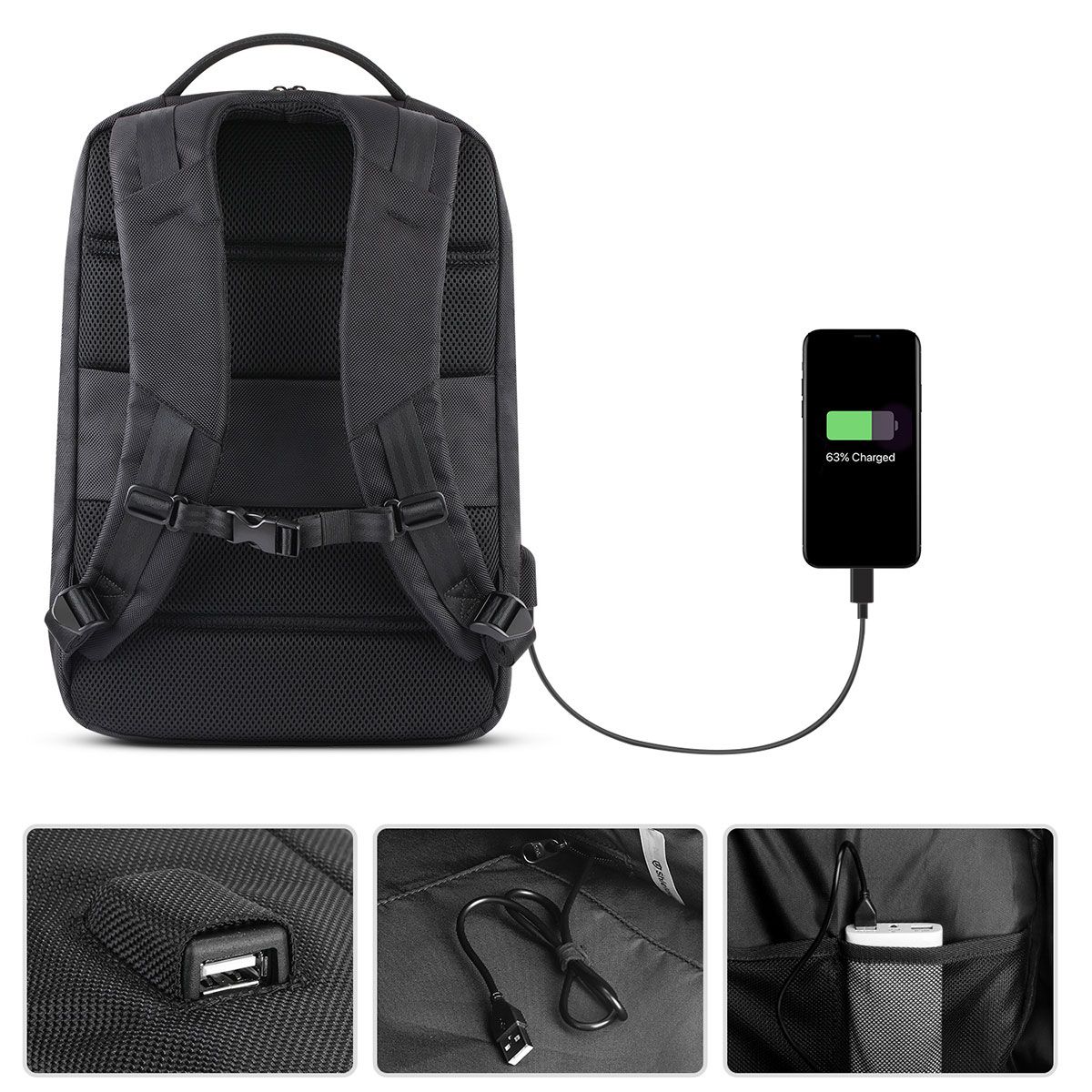 SHIELDON Travel Laptop Backpack, Business Anti Theft Slim Durable ...