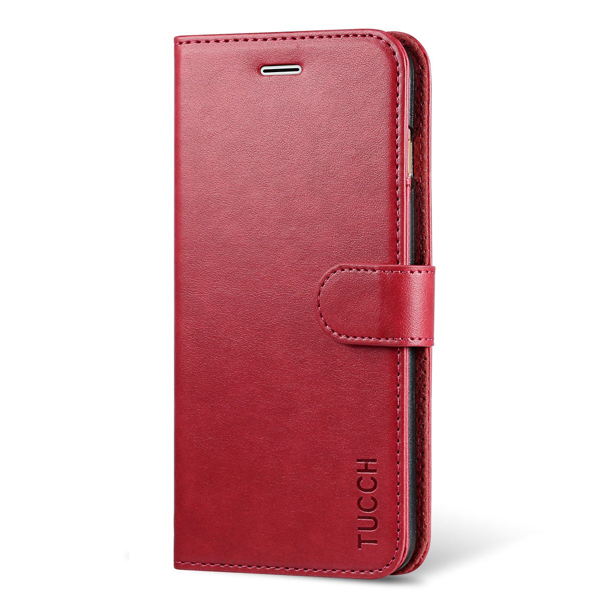 Industrialiseren ik betwijfel het Kikker TUCCH iPhone 7 Plus Wallet Case, iPhone 8 Plus Case, PU Leather Flip Wallet  Case, Red