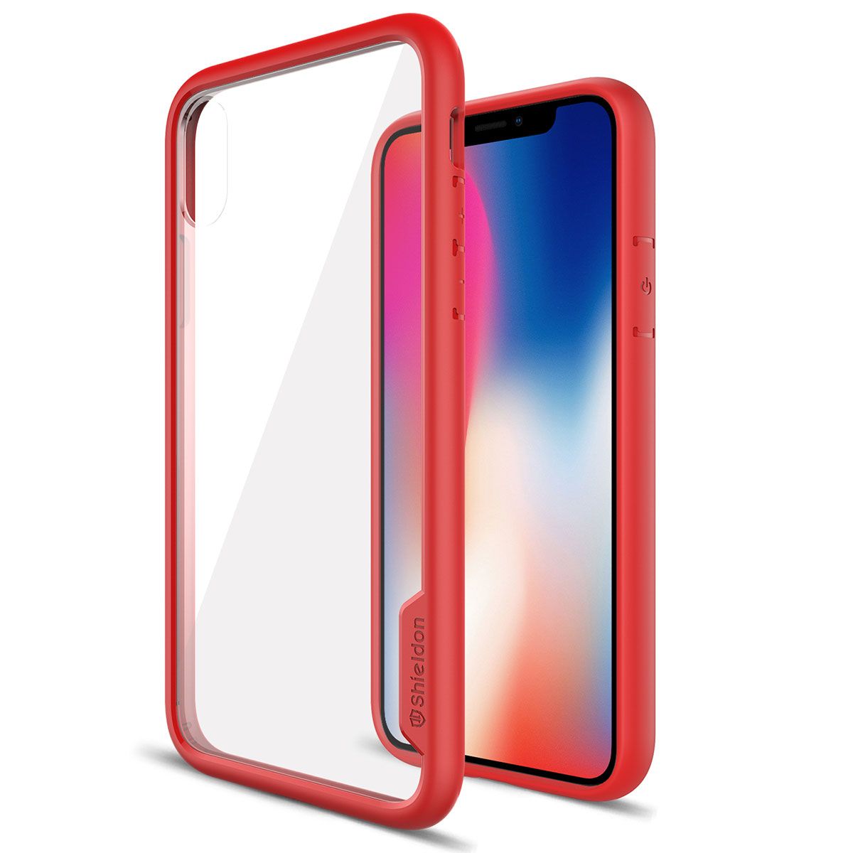 SHIELDON iPhone XS / iPhone X Clear Case - Red iPhone X / iPhone 10 TPU  bumper with Transparent Back Cover - Glacier Series