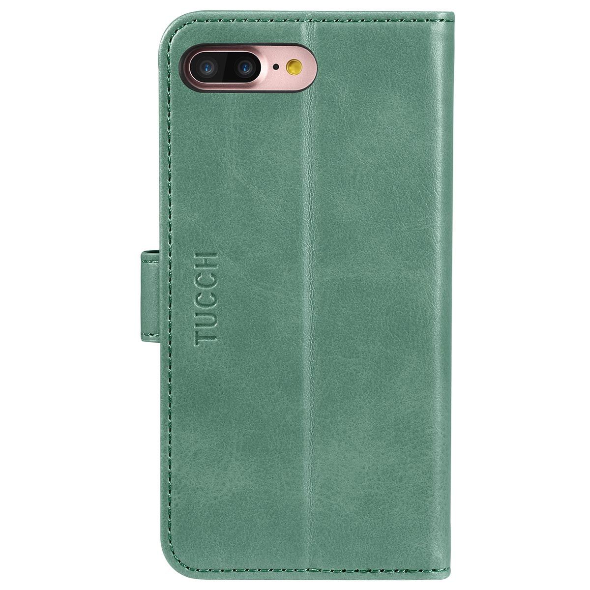 TUCCH iPhone 13 Mini Wallet Case - Mini iPhone 13 5.4-inch PU Leather Cover  with Kickstand Folio Flip Book Style, Magnetic Closure-Myrtle Green