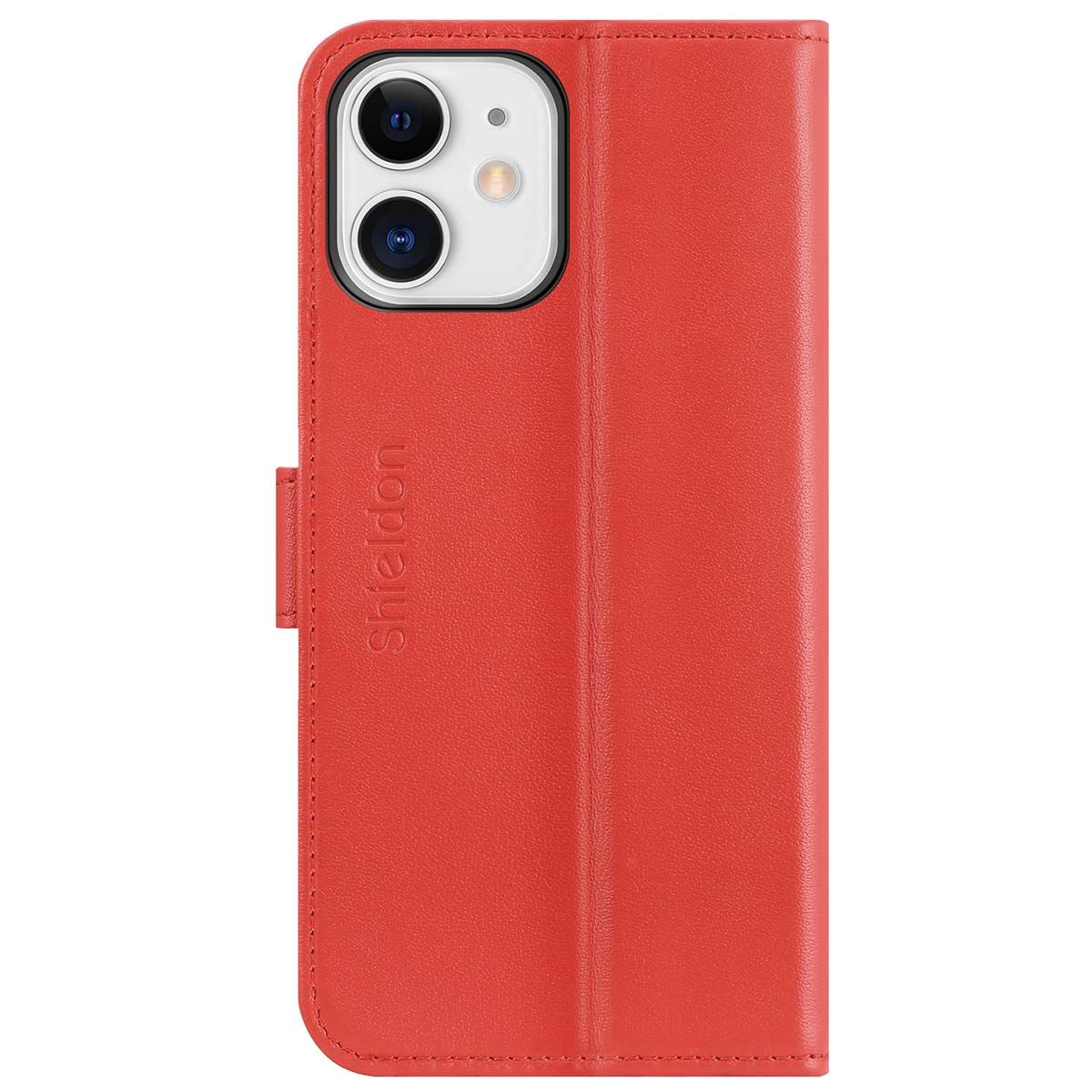 Zip Wallet Case for iPhone 12 Mini - Red - Granulated Leather