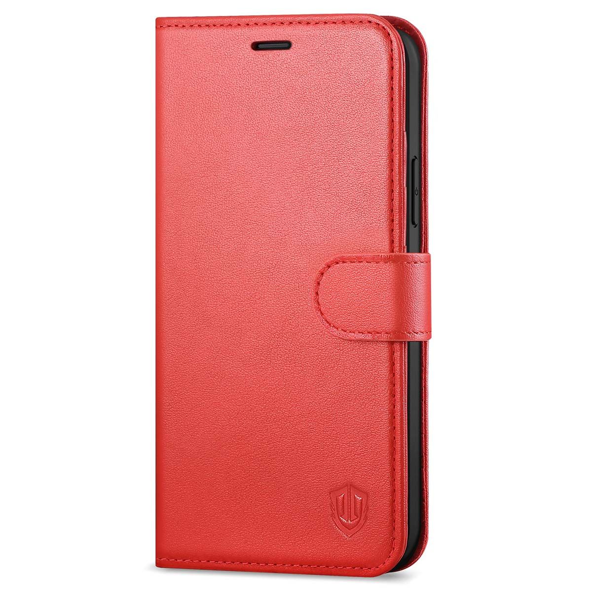 JUST4YOU iPhone 12 Mini Zipper Wallet Case with Strap Card Holder Premium  PU Leather Flip Cover Folio Case (Red) CS_FC_ZW_I12M_RD