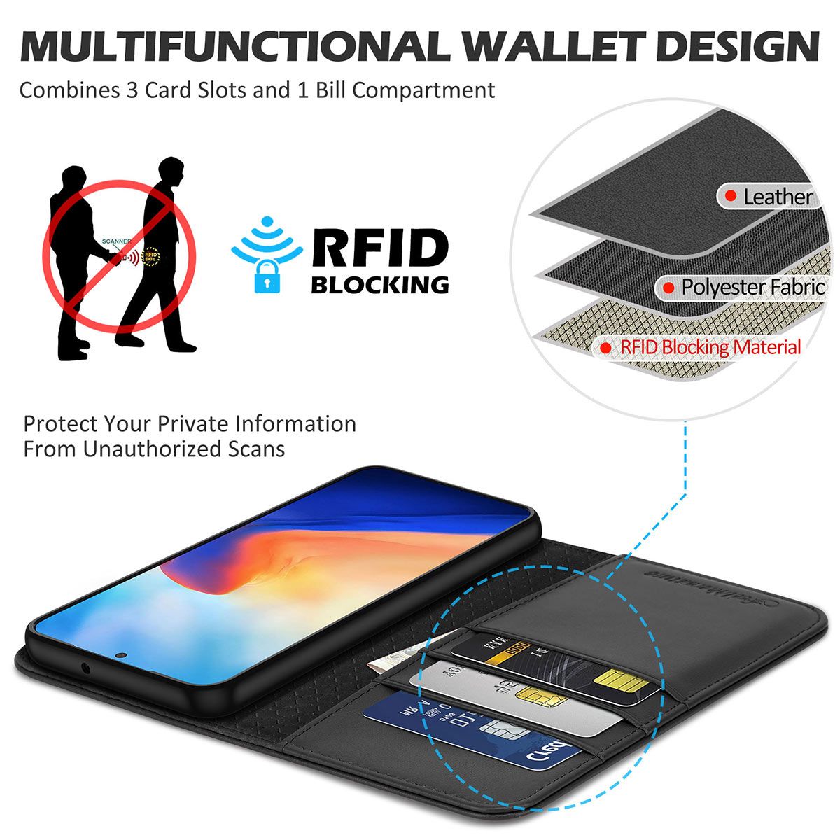 Phone Case for Samsung Galaxy S23 Plus, Galaxy S23 Plus Wallet Case, Luxury  Folio Flip Leather Cover[Zipper Pocket] [Wrist Strap][Kickstand] for