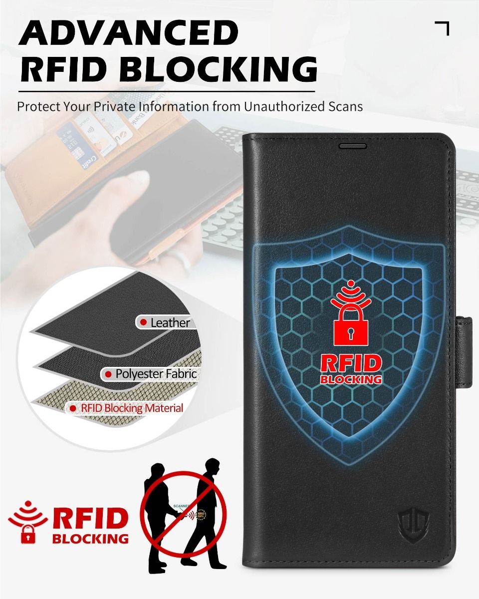SHIELDON SAMSUNG Galaxy S24 Ultra Wallet Case, SAMSUNG S24 Ultra Genuine  Leather Case RFID Blocking Card Holder Kickstand Protective Folio Book Flip