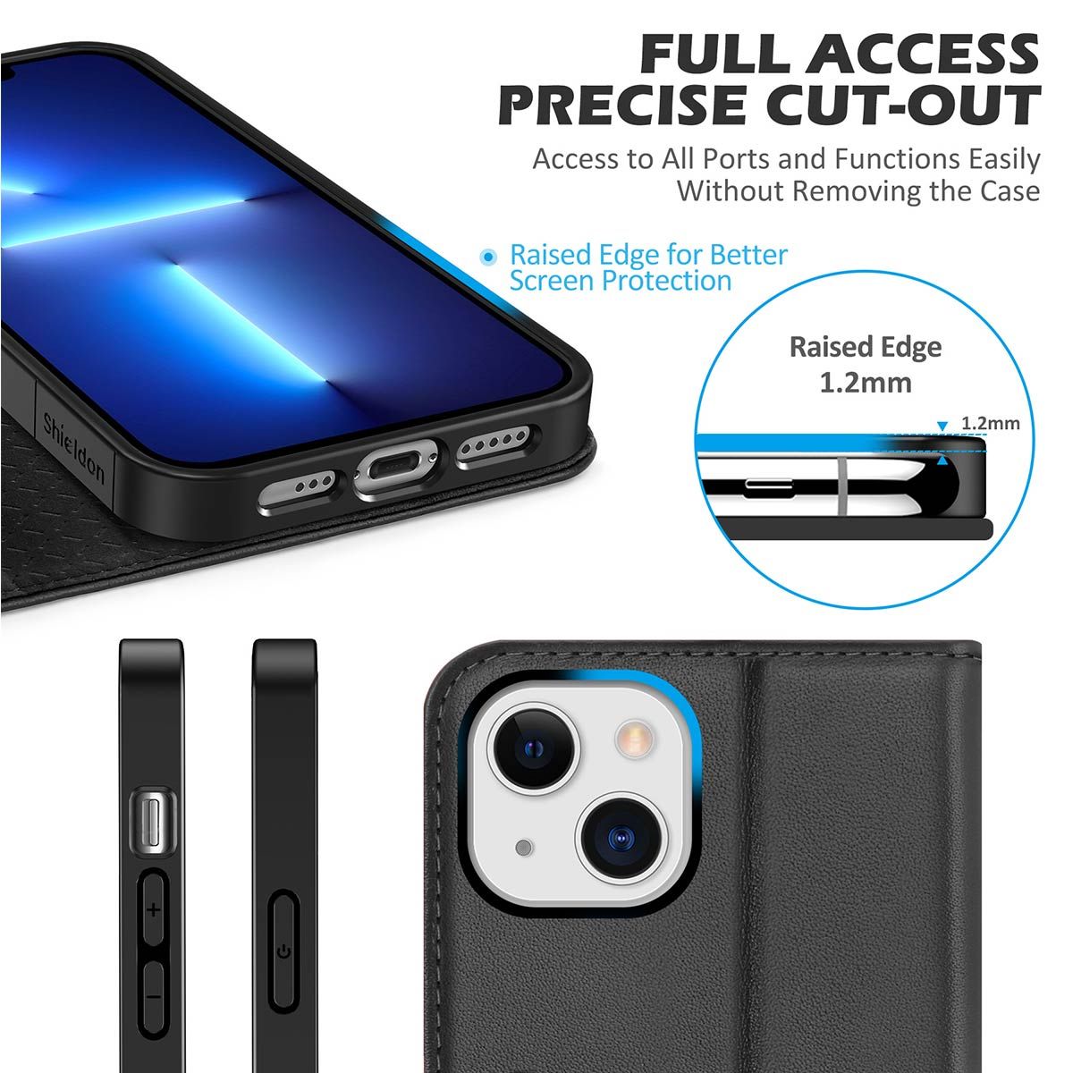 QIXIU for iPhone 14(6.1'') Wallet Case:Multi-Function,Detachable 3 in 1 Magnetic,Flip Strap Zipper Card Holder Phone Case with Shoulder Straps(Blue)