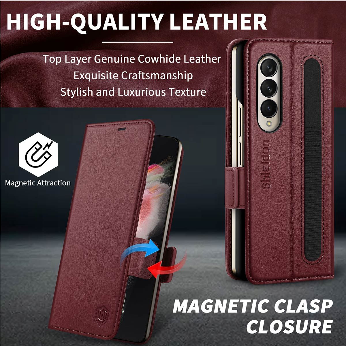 For Samsung Galaxy Z Fold 4 5G Leather Case Card Wallet Holder Luxury Hard  Cover