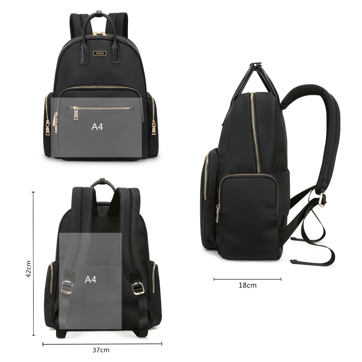 Tote Handbags, School Backpack, Womens Laptop Bag in Black M18403