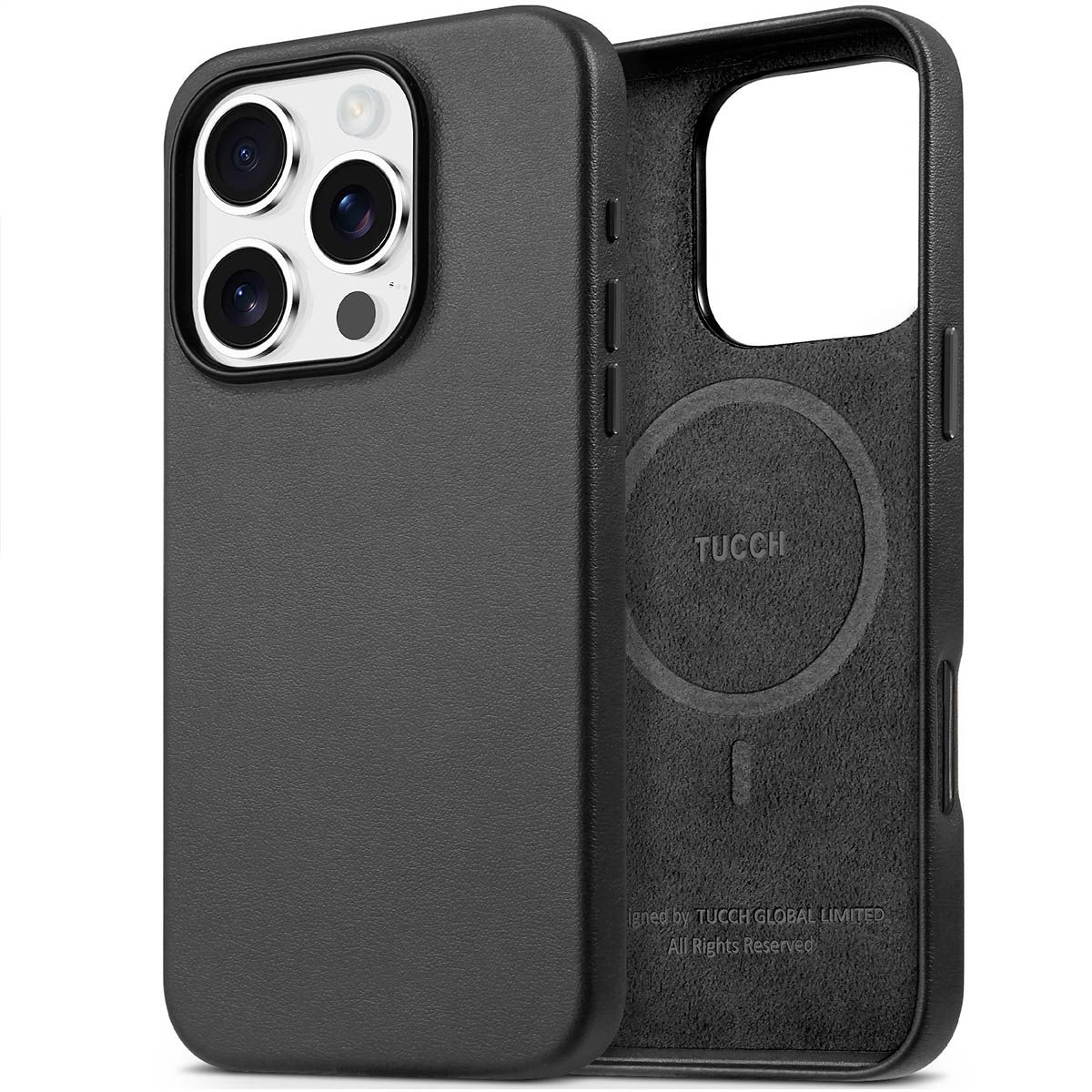 TUCCH iPhone 16 Pro Magnetic Leather Case, Wireless Charging 