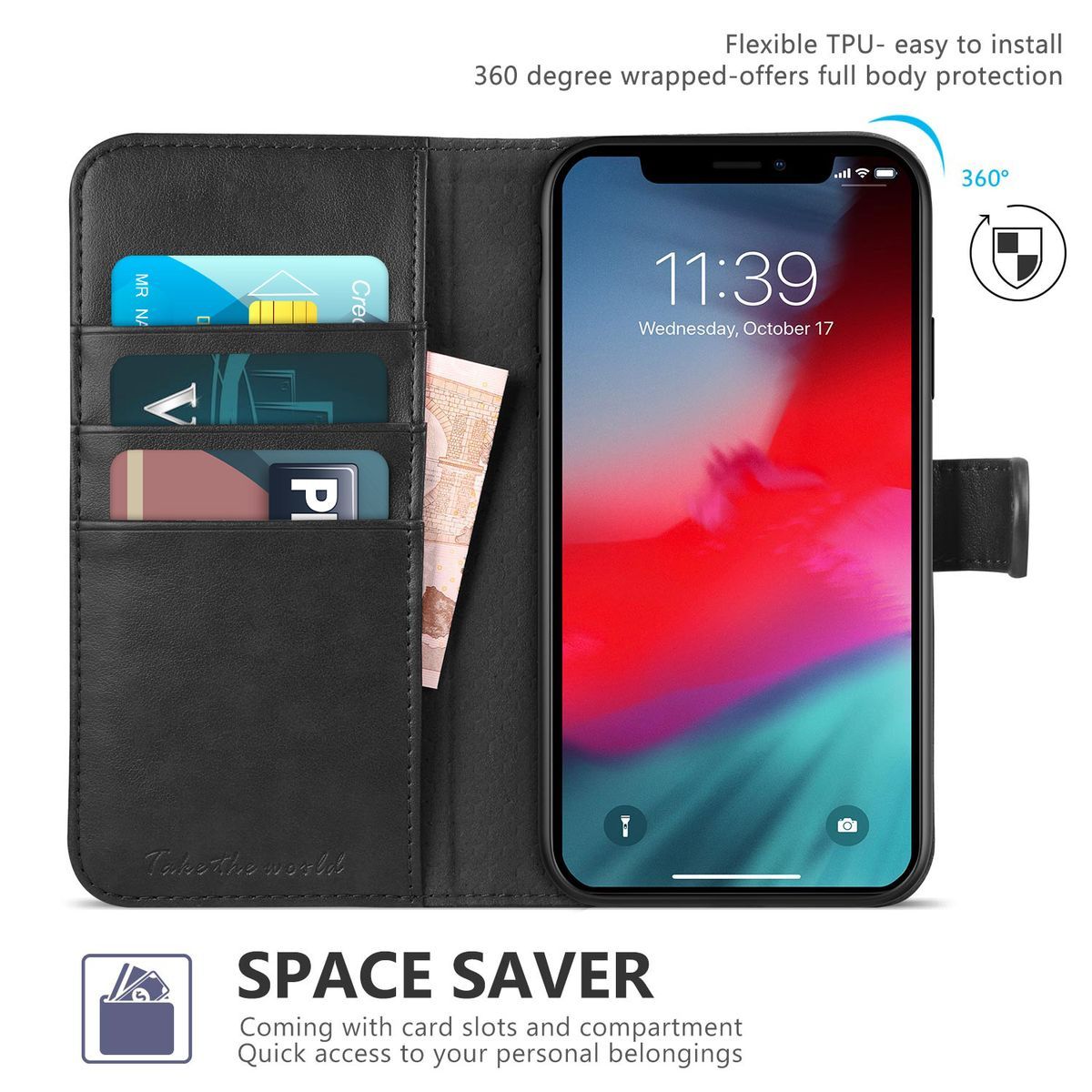TUCCH iPhone Xs Max Wallet Case - iPhone 10s Max Leather Case Cover - Pink