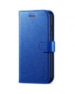 TUCCH iPhone 7 Wallet Case, iPhone 8 Case, iPhone SE 2/3 Gen. Premium PU Leather Case - Klein Blue - Full Grain