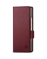 SHIELDON SAMSUNG Galaxy Z Fold6 Foldable Phone Case, SAMSUNG Z Fold 6 Genuine Leather Foldable Cover - Wine Red