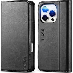 TUCCH iPhone 16 Pro PU Leather Wallet Case, iPhone 16 Pro Magnetic Closure Wallet Cover with Stand, Credit Card Holder, RFID Blocking, Slim Shockproof Drop Protective Flip Phone Case for iPhone 16 Pro 6.3" 2024