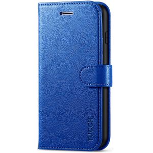 TUCCH iPhone 7 Wallet Case, iPhone 8 Case, iPhone SE 2/3 Gen. Premium PU Leather Case - Klein Blue - Full Grain