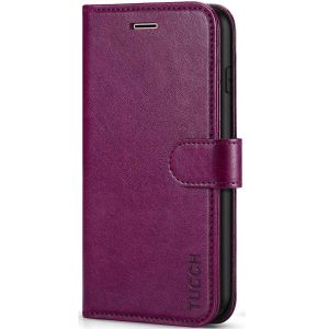 TUCCH iPhone 7 Wallet Case, iPhone 8 Case, iPhone SE 2/3 Gen. Premium PU Leather Case - Plum Purple