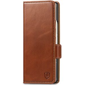 SHIELDON SAMSUNG Galaxy Z Fold6 Folio Case, SAMSUNG Z Fold 6 Genuine Leather Book Cover - Retro Brown