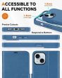 TUCCH iPhone 15 Magnetic Detachable Leather Wallet Case, Regular iPhone 15 2in1 Flip Cover - Light Blue