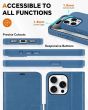 TUCCH iPhone 15 Pro Magnetic Detachable Leather Wallet Case, iPhone 15 Pro 2in1 Flip Cover - Light Blue