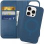 SHIELDON iPhone 15 Pro Detachable Magnetic Wallet Case, iPhone 15 Pro Genuine Leather Case,  Support Qi wireless charging - Royal Blue