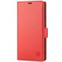 SHIELDON SAMSUNG S22 Ultra Wallet Case - SAMSUNG Galaxy S22 Ultra 5G Genuine Leather Case Folio Cover with Double Magnetic Tab Closure - Red