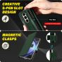 TUCCH SAMSUNG GALAXY Z FOLD6 Leather Cover with S Pen Holder, RFID Blocking, Magnetic Closure, Cell Phone Wallet Case with Stand - Midnight Green